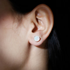 8MM Ethiopian Opal Solitaire Stud Earrings in Double Prong Setting