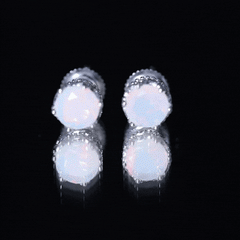 Natural Ethiopian Opal Crown Stud Earrings with Screw Back