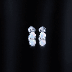 Real Ethiopian Opal Solitaire Stud Earrings