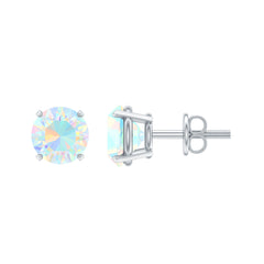 Real Ethiopian Opal Solitaire Stud Earrings
