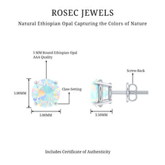 Real Ethiopian Opal Solitaire Stud Earrings