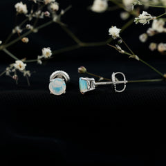 Real Ethiopian Opal Solitaire Stud Earrings