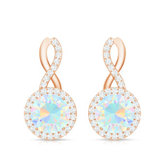 1 Carat Ethiopian Opal and Diamond Infinity Stud Earrings