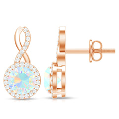 1 Carat Ethiopian Opal and Diamond Infinity Stud Earrings