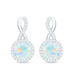 1 Carat Ethiopian Opal and Diamond Infinity Stud Earrings
