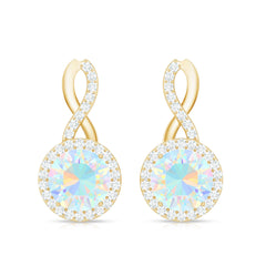1 Carat Ethiopian Opal and Diamond Infinity Stud Earrings