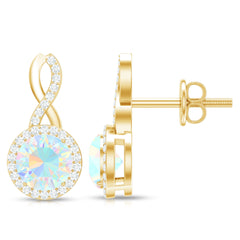 1 Carat Ethiopian Opal and Diamond Infinity Stud Earrings