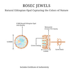 Real Ethiopian Opal Crown Stud Earrings with Certificate