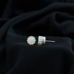 Real Ethiopian Opal Crown Stud Earrings with Certificate