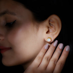 Real Ethiopian Opal Crown Stud Earrings with Certificate