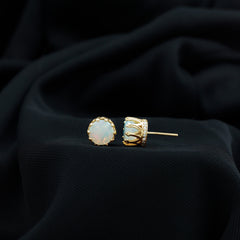 Real Ethiopian Opal Crown Stud Earrings with Certificate