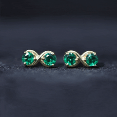 Lab Grown Emerald Infinity Stud Earrings