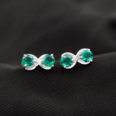 Lab Grown Emerald Infinity Stud Earrings