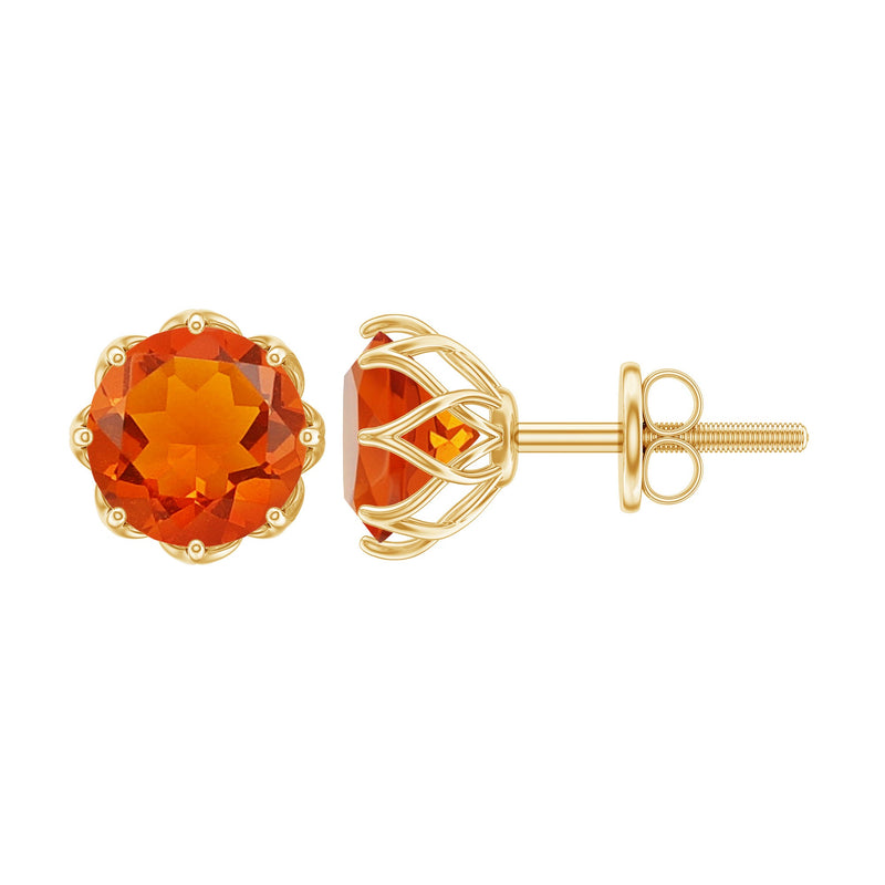 Natural Fire Opal Stud Earrings with Certificate
