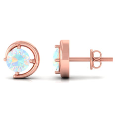 5 MM Prong Set Ethiopian Opal Solitaire Stud Earrings