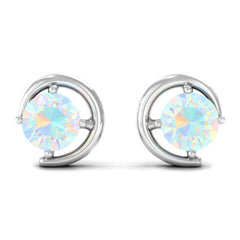5 MM Prong Set Ethiopian Opal Solitaire Stud Earrings