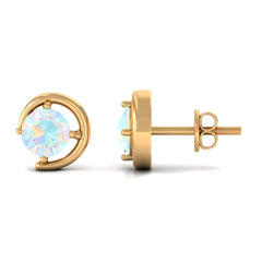 5 MM Prong Set Ethiopian Opal Solitaire Stud Earrings