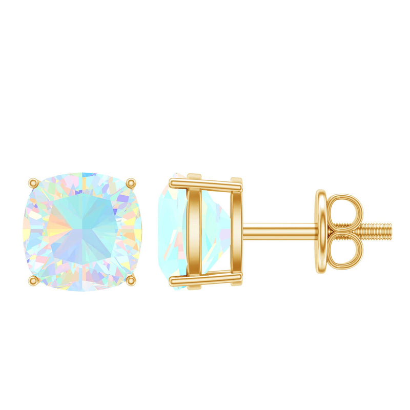 Natural Certified Cushion Cut Ethiopian Opal Stud Earrings For Women