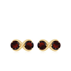 Natural Garnet Infinity Stud Earrings with Screw Backs
