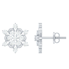 Certified Diamond Snowflake Stud Earrings