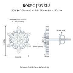 Certified Diamond Snowflake Stud Earrings