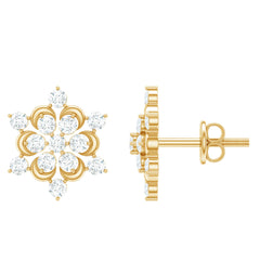 Certified Diamond Snowflake Stud Earrings