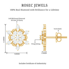 Certified Diamond Snowflake Stud Earrings