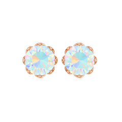 6 MM Decorative Ethiopian Opal Solitaire Stud Earrings