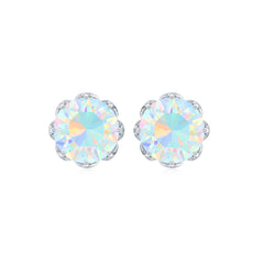 6 MM Decorative Ethiopian Opal Solitaire Stud Earrings