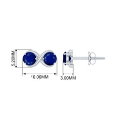 1.50 CT Simple Blue Sapphire Two Stone Infinity Stud Earrings