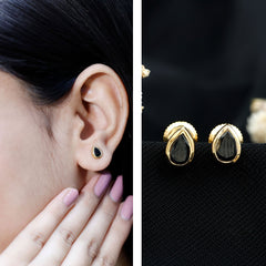 Pear Shaped 1.5 Carat Lab Grown Black Diamond Stud Earrings for Women