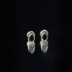 Natural 1.15 Carat Black Diamond Stud Earrings with Bezel Set