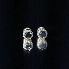 2 CT Created Black Diamond and Moissanite Halo Stud Earrings