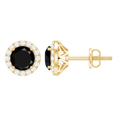 2 CT Created Black Diamond and Moissanite Halo Stud Earrings
