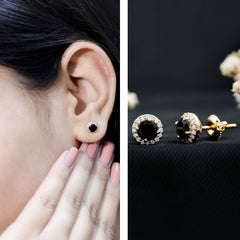 2 CT Created Black Diamond and Moissanite Halo Stud Earrings