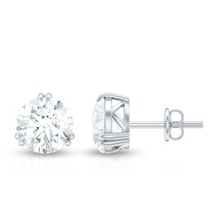 2.73 Carat Round Shape Moissanite Solitaire Stud Earrings