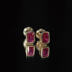 1.5 Carat Emerald Cut Lab Grown Ruby Stud Earrings in Bezel Set