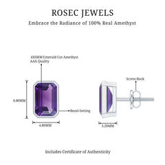 Bezel Set 1.2 Carat Amethyst Stud Earrings In Silver