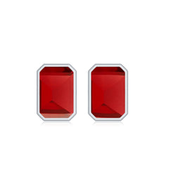 Solitaire Lab Created Ruby Emerald Cut Stud Earrings