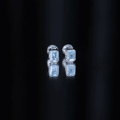 Sterling Silver 1.2 Carat Emerald Cut Aquamarine Stud Earrings