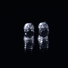 3 CT Lab Created Black Diamond Stud Earrings with White Diamond