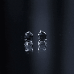 Round Cut Black Onyx Solitaire Stud Earrings