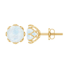 6 MM Decorative Set Moonstone Solitaire Stud Earrings