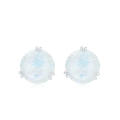 Natural 1.7 Carat Moonstone Stud Earrings with Screw Back