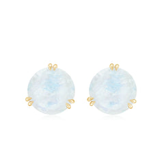 Natural 1.7 Carat Moonstone Stud Earrings with Screw Back