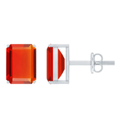 2 CT Emerald Cut Fire Opal Solitaire Stud Earrings for Women