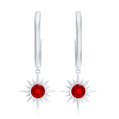 Lab Created Ruby Hoop Drop Earrings With Certificate
