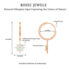 1 Carat Round Shape Ethiopian Opal Sunburst Hoop Earrings