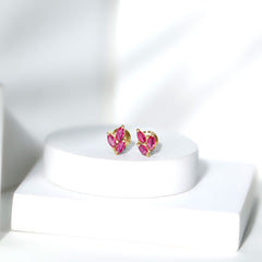 Certified Marquise Shape Ruby Leaf Stud Earrings for Women