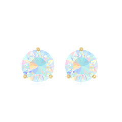 Minimalist Ethiopian Opal Solitaire Stud Earrings
